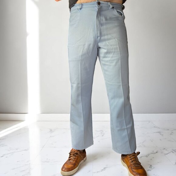 VTG Big Yank Jeans‎ Light Blue 34x28.5 High-Waisted Wide-Leg Denim 1970s USA - Picture 3 of 15